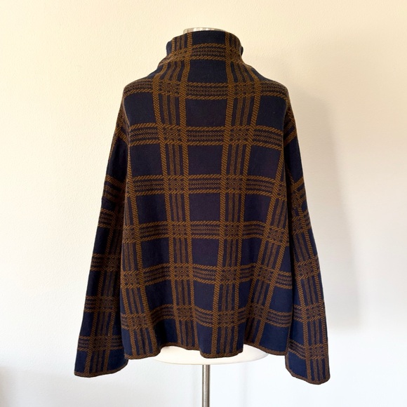 VINCE Cashmere Wool Tartan Plaid Sweater Marine/Umbra Large L - Picture 3 of 5
